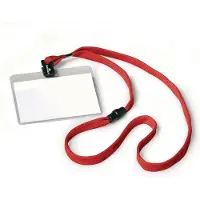 Durable Namensschild mit Textilband 10, 60 x 90 mm, Abzeichen, Landschaft, Textil, Rot, Transparent, 90 mm, 6 cm