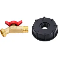 Meoiruery Adapter für 275–330 Gallonen-Wasservorratsbehälter mit 2 Messing-Schlauchventilen