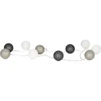 Levandeo 10er Lichterkette LED Ø6cm Kugeln Girlande Lampions Baumwolle Grau Deko