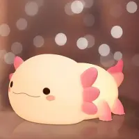 Slyrun Kinder Nachtlicht, Süßes Axolotls Silikon Pat Nachtlicht, LED Nachtlicht Baby, Dimmbar USB Nachttischlampe, Babyzimmer Deko Kinderlampe, mit Timer