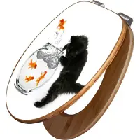 Banjado Design WC Sitz Bambus Absenkautomatik - Katze Und Fisch - Toilettendeckel mit Absenkautomatik Holz/hochwertiger Bambus Klodeckel/WC-Sitz für alle gängigen Toiletten [TDB2 12355]