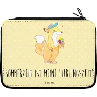 Mr. & Mrs. Panda Federmappe Sommer Freude Motiv - Gelb Pastell - Geschenk, Sommerferien, Winter, Kuscheln, Summer Vibes, Freiheit, Bleistiftetui, Strand, Geschenke, Etui