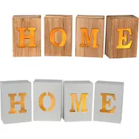 Kaemingk HOME Buchstaben Holz LED Beleuchtung Batteriebetrieb Schriftzug Dekobuchstaben NATURFARBEN