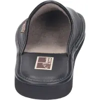 Manitu Herren Hausschuh Pantoffel Leder Schlupfschuh, Größe:45 EU, Farbe:Schwarz