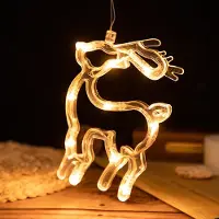 Lapamax Led Fensterlicht Saugnapf, Hängende Fenster Lichterkette Innen, Fensterdeko hängend Batteriebetrieben, Weihnachtsbeleuchtung für Weihnachtsbaum Balkon (Rentier)