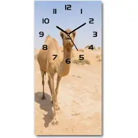 Tulup Wanduhr aus Glas – 30x60 cm - Glasbild - Glasuhr - Gehärtetes Glas -Kamel in der Wüste