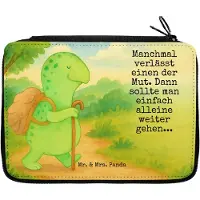 Mr. & Mrs. Panda Stifteetui Schildkröte Wanderer Design - Weiß - Geschenk, Federmappe, Federmäppchen, Rucksack, Schlampermäppchen, Motivationsspruch, Motivationssprüche