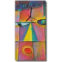 Tulup Glasuhr Wanduhr Küchenuhr Echt-Glas 30x60 Kunst Mehrfarbig