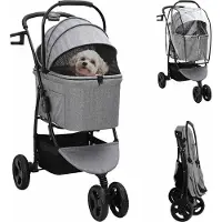 vidaXL Möbel Faltbarer Haustierwagen Grau 78 x 54 x 101 cm Polyester - Fahrradanhänger &45941