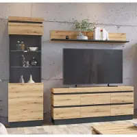 Freiraum Wohnwand >Corte< (3-teilig) in Evoke Eiche Nachbildung - 222x201x45 (BxHxT)