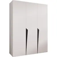 MEBLE KRYSPOL Schrank 150x202x52 cm mit Kleiderstange, 3xTür, PIANO, Weiß, Griff Schwarz