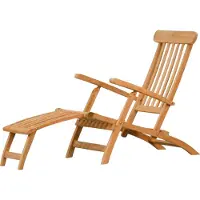 Kai Wiechmann Teak Deckchair Europa als wetterfester Liegestuhl und Gartenliege verstellbarer Teakholz Relaxsessel mit Fußablage