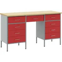 vidaXL Best Möbel Werkbank 3 pcs - Rot 150x55x85 cm Holzwerkstoff und Stahl - Sonstige Handwerkzeuge A3321377