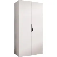 MEBLE KRYSPOL Schrank 100x202x52 cm mit Kleiderstange, 2xTür, SANDI, Weiß, Griff Schwarz