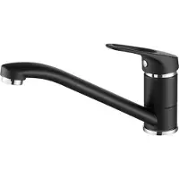 Sanicomfort Küchenarmatur ATHEN schwarz – Spültischarmatur mit Einhebelmischer, 360° schwenkbar – Wasserhahn Küche aus Messing – Hochdruck Armatur für Spüle, modern & langlebig
