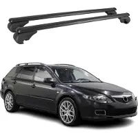 Omac Dachträger für Mazda 6 Sport Kombi 2002-2007 Gepäckträger Aluminium Schwarz 2x