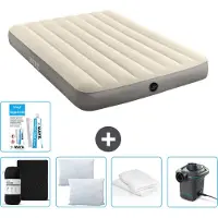 Intex Airbed - Doppelbett - 137 x 191 x 25 cm - Beige - Im Lieferumfang enthalten Spannbettuch - Küssen - Pumpe - Reperaturset en Kissenschutz