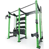 ATLETICA R8 Falcon L | Electric Green | Kompaktes Power Rack mit Kabelzug, 95kg Gewichtsblock & komplettem Storage-System