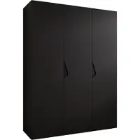 MEBLE KRYSPOL Schrank 150x202x52 cm mit Kleiderstange, 3xTür, SANDI, Schwarz, Griff Schwarz