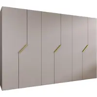 MEBLE KRYSPOL Schrank 300x202x52 cm mit Kleiderstange, 6xTür, ANDREW, Kaschmir, Griff Gold