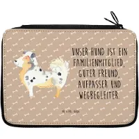 Mr. & Mrs. Panda Etui Hund Australien Shepherd - Hundeglück - Geschenk, Sprüche, Spruch, Federmappe, Bleistiftetui, Federmäppchen, Mäppchen, Familie, Federtasche