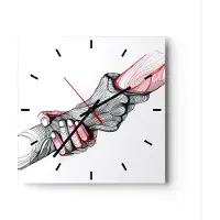 ARTTOR Wanduhr - Quadrat - Glasuhr - Hände Partnerschaften Hilfe Unterstützung - 40x40cm - Schleichendes Uhrwerk - Lautlos - zum Aufhängen bereit - Wanddekoration aus Glas - C3AC40x40-3070