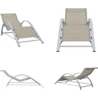 vidaXL Sonnenliege Textilene und Aluminium Cremeweiß - Sonnenliege - Sonnenliegen - Gartenliege - Gartenliegen