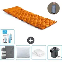 Intex Campingmatte – 1 Person – 71 x 191 x 11 cm – Orange – im Lieferumfang enthalten Spannbettuch - Küssen - Pumpe - Reperaturset en Kissenschutz