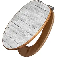 Banjado Design WC Sitz Bambus Absenkautomatik -Weiß Gebeizt - Toilettendeckel mit Absenkautomatik Holz/hochwertiger Bambus Klodeckel/WC-Sitz für alle gängigen Toiletten [TDB2 11291]