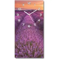 Tulup Wanduhr aus Glas – 30x60 cm - Glasbild - Glasuhr - Gehärtetes Glas -Lavendelfeld