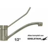 Gastlando Küchen-Spültischarmatur 1/2" kpl. aus Edelstahl mit langem Bedienhebel