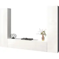 Freiraum Wohnwand >Benevent< (3-teilig) in Weiß Hochglanz - 260x180x30 (BxHxT)