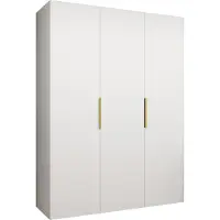 MEBLE KRYSPOL , Kleiderschrank, Schrank 150 cmx202x52, Weiß, Gold