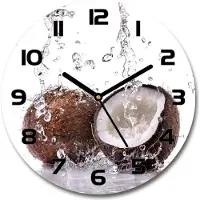 Tulup Wanduhr aus Glas 30fi Glasbild Glasuhr Gehärtetes Glas - schwarze-zeiger - Coconut and water
