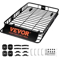 Zerbaco Dachgepäckträger Korb Auto Dachkorb Universal 1630 x 990 x 152 mm, Dachgepäckträger Wanne 90 kg Tragfähigkeit Relingträger Fracht Gepäckablage Schwarz für Camping, Grillen, Autoreisen
