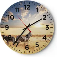 ARTTOR Wanduhr - Rund - Glasuhr - Zebra tier gestreift savanne - 30x30cm - Schleichendes Uhrwerk - Lautlos - zum Aufhängen bereit - Dekoration Modern - Wanddekoration aus Glas - C4AR30x30-2596