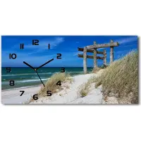Tulup Wanduhr aus Glas – 60x30 cm - Glasbild - Glasuhr - Gehärtetes Glas - schwarze-zeiger - Küstendüne