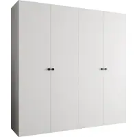 MEBLE KRYSPOL Schrank 200x202x52 cm mit Kleiderstange, 4xTür, PARMA, Weiß, Griff Schwarz