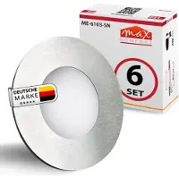 Maxkomfort GmbH 6er SET LED Treppenbeleuchtung aus Aluminium für Schalterdoseneinbau 0,5W warmweiß Rund Stufenbeleuchtung Treppenlicht 6103R-SN