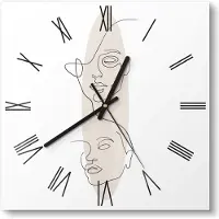 DEQORI Glasuhr 30x30 cm Römisch 'Linien-Gesichter vor Oval' Wanduhr Glas Uhr Design leise