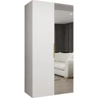 MEBLE KRYSPOL , Kleiderschrank, Schrank 100 cmx202x52, Weiß, Gold