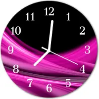 Tulup Glasuhr Wanduhr Küchenuhr Echt-Glas 30fi cm Abstrakte Linien schwarz violett