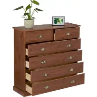 Idimex Kommode PARIS aus Massivholz, Kastanie Finish - Apothekerkommode aus Kiefernholz mit 6 Schubladen, Landhausstil mit Muschelgriffen, Schubladenschrank ideal für Schlafzimmer oder Eingangsbereich