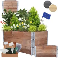 MODO24 Hochbeet Holz, Pflanzrahmen, Kräuterbeet, Gemüsebeet, Massivholz Kiefer, Garten, 60x120x80 cm, Braun, ZP10