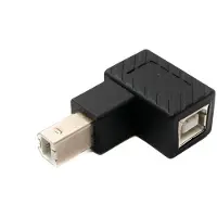 System-S USB 2.0 Adapter Typ B Stecker zu Buchse abfwärts gewinkelt Winkel Kabel in Schwarz