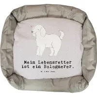Mr. & Mrs. Panda Hundekorb Bologneser Lebensretter - Grau Pastell - Geschenk, Stabil, Valentinstag, Ostern, Hundekörbchen, Hund, Geburtstag