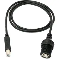 System-S USB 2.0 Kabel 100 cm Typ B Stecker zu Buchse Bulkhead Wasserfest in Schwarz