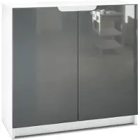 Vladon Sideboard Logan, Germany, Kommode mit 2 Türen, Weiß matt/Grau Hochglanz (82 x 78 x 37 cm)