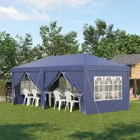 Xkiss Pavillon mit Seitenwände & Fenster UV-Schutz Faltpavillon Partyzelt Gartenpavillon für Garten & Veranstaltungen 6 x 3 m Blau