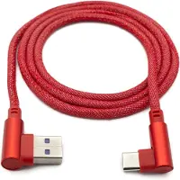 System-S USB 3.1 Kabel 100cm Typ C Stecker zu 3.0 Typ A Stecker geflochten Winkel in Rot